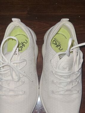 Ryka White Knit Lace-Up Sneakers with Lime Insoles
